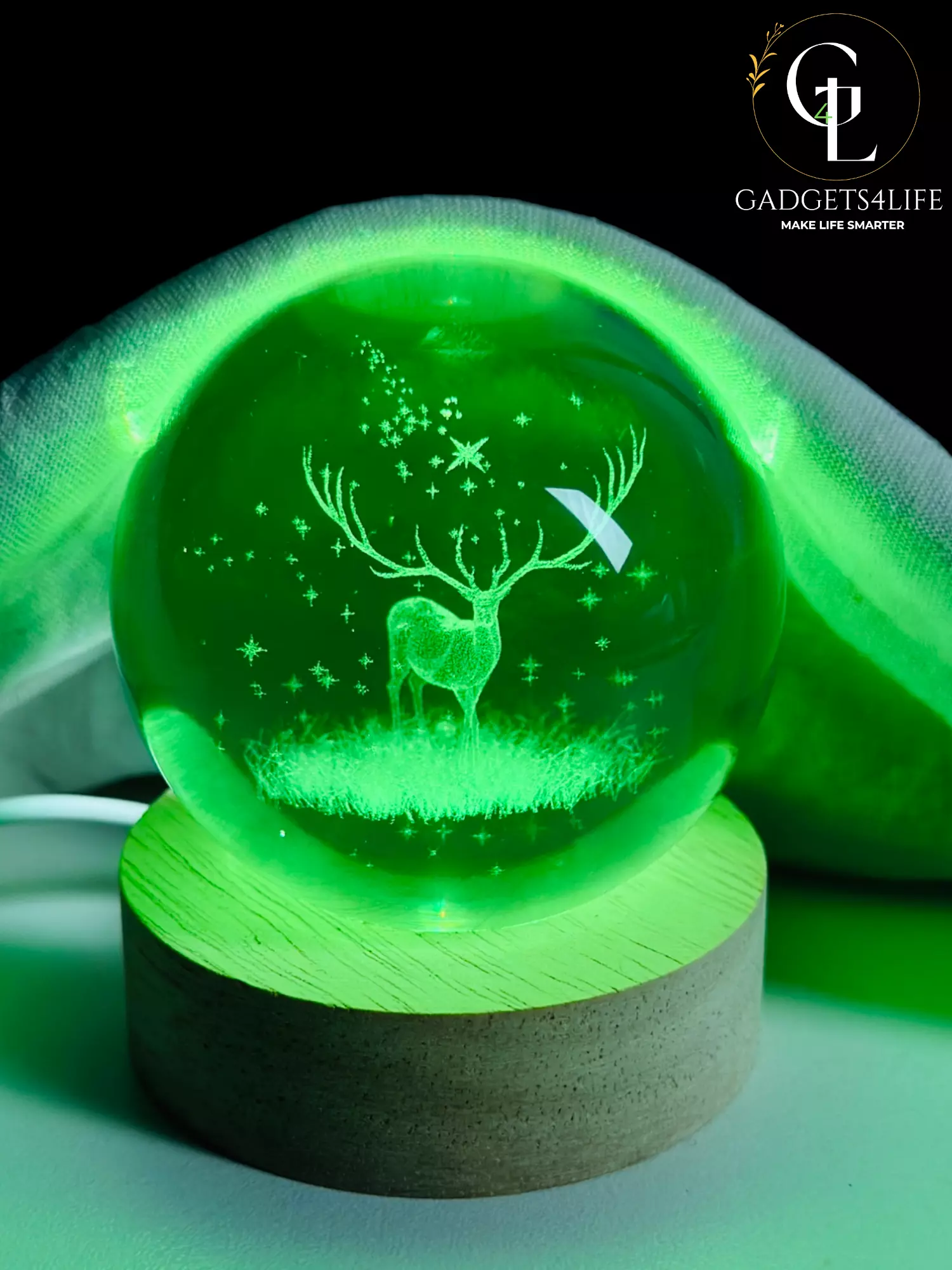 Color Changing LED 3D Crystal Ball – Deer