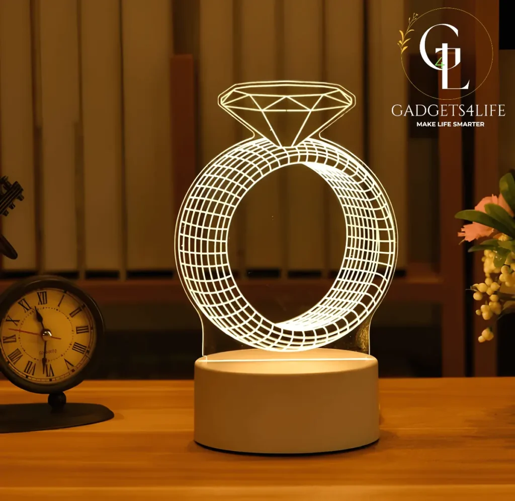 GearUP Acrylic Multicolor Night Lamp (Diamond Ring)