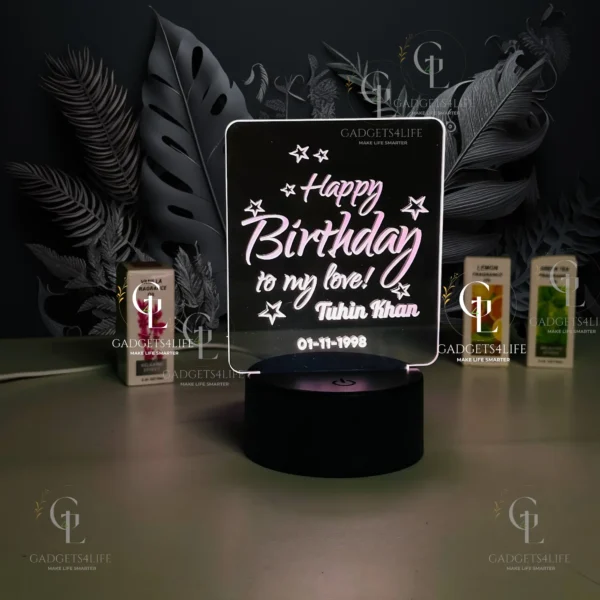 Customizable Happy Birthday Acrylic Multicolor Night Lamp